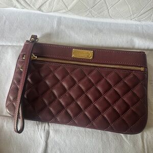 Kate Spade Quilted Leather Wristlet - Burgundy